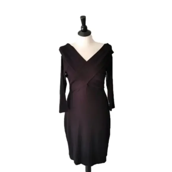 NWT L'Agence Black Fantina Dress Rib Knit Off The Shoulder in Size L